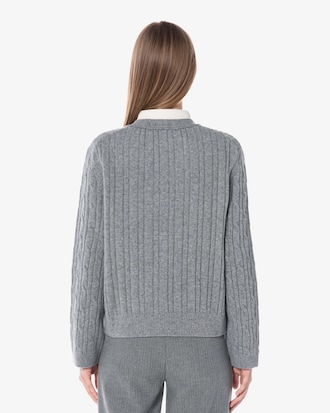 케이블 브이넥 가디건