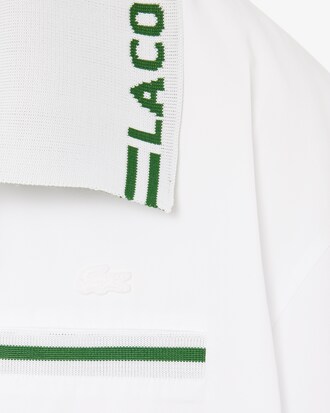 여성 배색 칼라 박시 코튼 셔츠