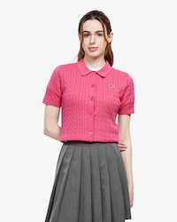 케이블 반팔 폴로 가디건