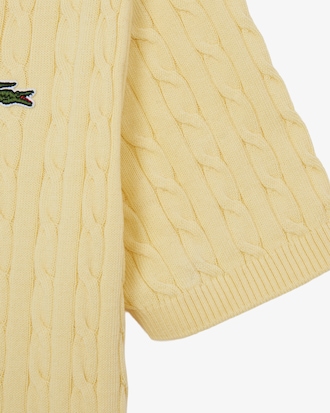 케이블 반팔 크루넥 스웨터