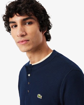 와플 긴팔 헨리넥 티셔츠