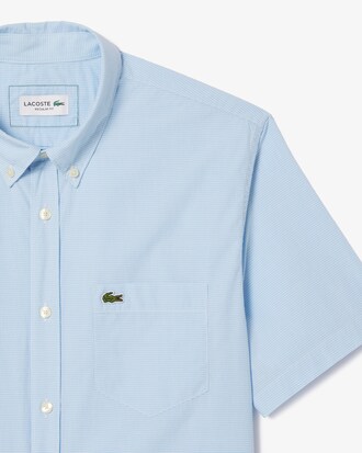 포플린 체크 반팔 셔츠