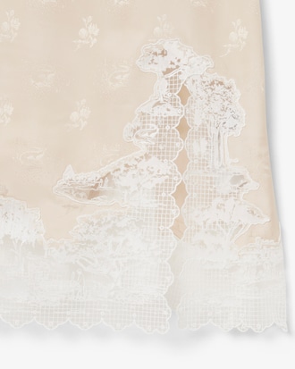 여성 자카드 튤 인서트 자수 드레스