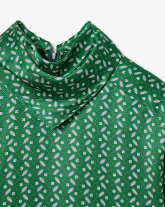 테니스 프린트 스카프 칼라 오버사이즈 블라우스