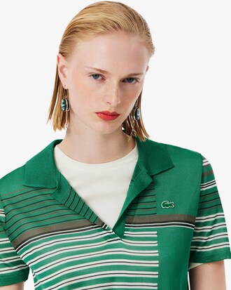 샤이니 스트라이프 허니콤 피케 슬림 니트 폴로