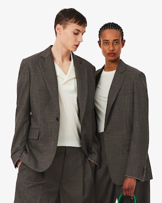 유니섹스 헤비 울 노치드 라펠 재킷