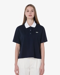 컬러블럭 세미크롭 폴로셔츠