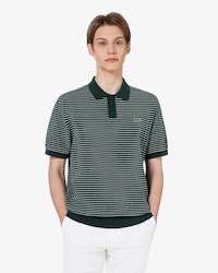 스트라이프 반팔 스웨터 폴로 셔츠