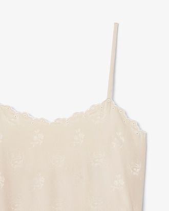 여성 자카드 튤 인서트 자수 드레스