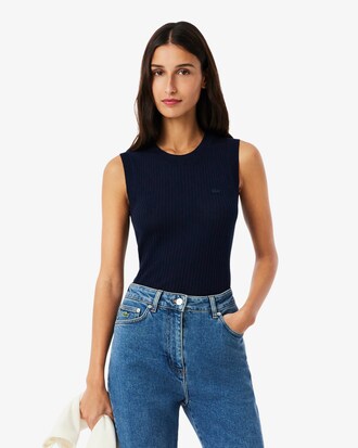 파인 메리노울 슬리브리스 스웨터