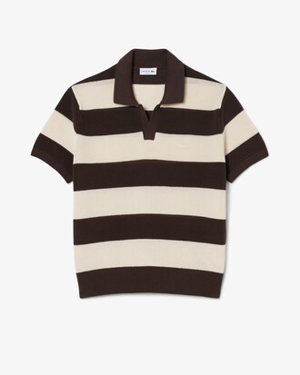 볼드 스트라이프 반팔 폴로 스웨터