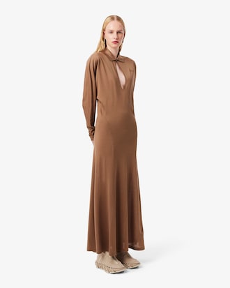 나노 실크 슬림핏 롱슬리브 폴로 맥시 드레스