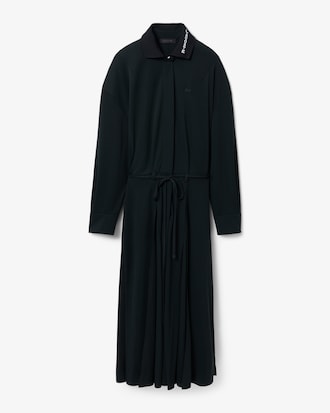 크레이프 롱 플리츠 슬리브 드레스