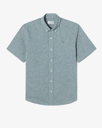 반팔 린넨 혼방 체크 셔츠