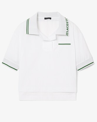 여성 배색 칼라 박시 코튼 셔츠