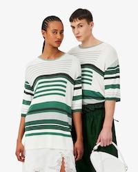 유니섹스 올오버 스트라이프 오버사이즈 니트 티셔츠