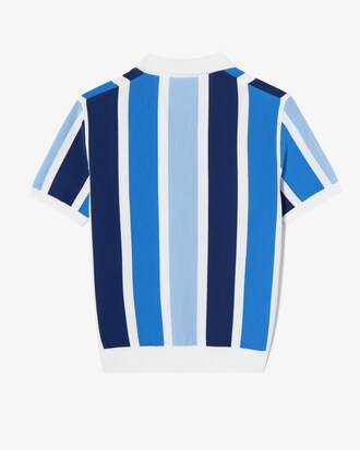 스트라이프 반팔 폴로 스웨터