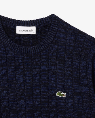 울혼방 케이블 크루넥 스웨터