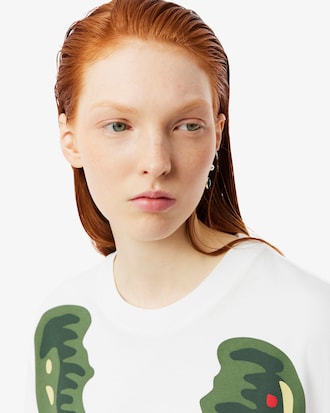 루즈핏 크록 그래픽 인터록 저지 티셔츠