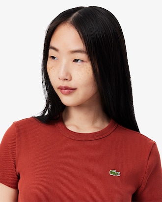 립조직 슬림핏 반팔 티셔츠