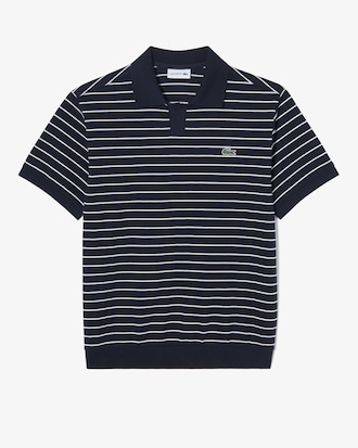 오픈카라 핀스트라이프 폴로 셔츠