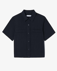 린넨 오픈워크 반팔 셔츠