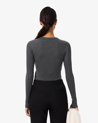 립조직 슬림핏 긴팔 티셔츠