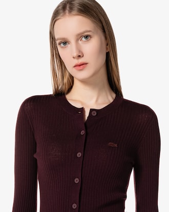 슬림핏 립조직 크루넥 가디건