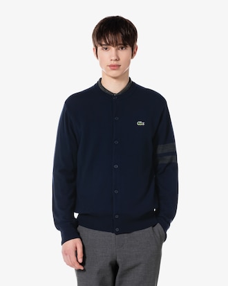 크루넥 소매팁 가디건