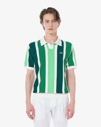 스트라이프 반팔 폴로 스웨터