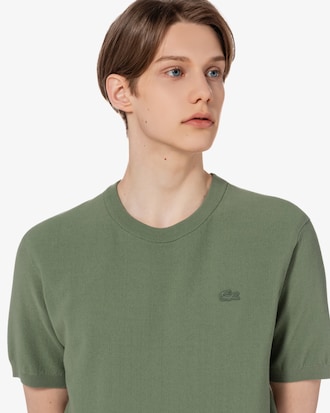 솔리드 반팔 크루넥 스웨터