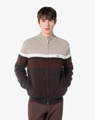 하이넥 컬러블럭 가디건