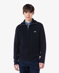 케이블 반집업 와이드 카라 풀오버