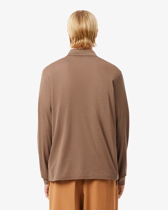 런웨이 쇼 실크 루즈핏 롱슬리브 폴로 셔츠