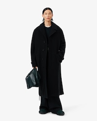 컬리 울 오버사이즈 싱글 브레스티드 코트