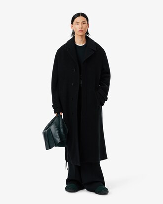 컬리 울 오버사이즈 싱글 브레스티드 코트