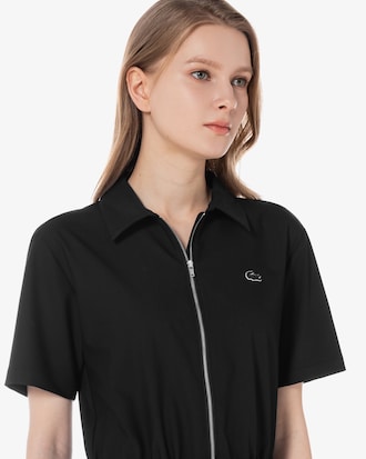 카라 반팔 우븐 드레스