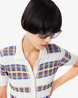 올오버 버튼 반팔 스웨터 드레스