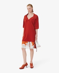 여성 실크 피케 언발란스 폴로 드레스