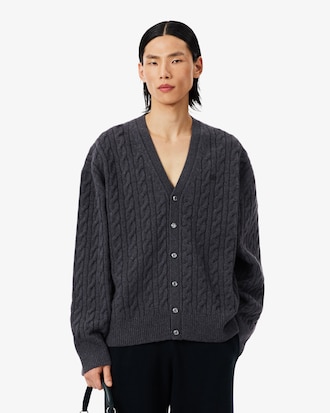 케이블 캐시미어 버튼 스웨터