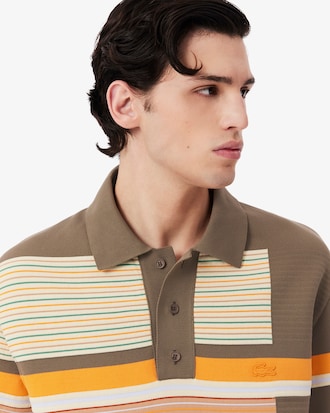 더블페이스 3D 스트라이프 오버사이즈 니트 폴로