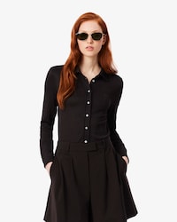 샤이니 피케 긴팔 폴로 셔츠