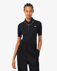 여성 슬림핏 진주 버튼 폴로