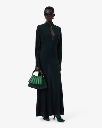 나노 실크 슬림핏 롱슬리브 폴로 맥시 드레스