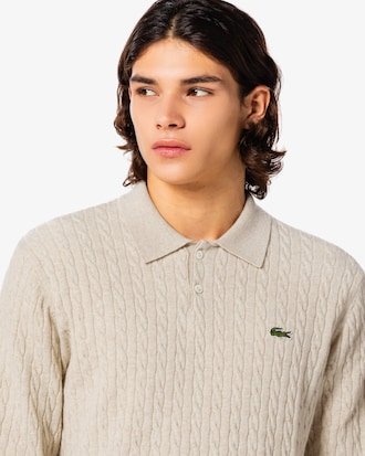 케이블 긴팔 폴로 스웨터