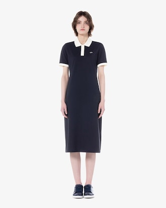 슬림핏 롱기장 피케 드레스