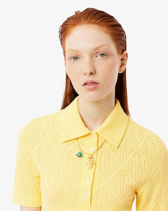 슬림핏 시스루 모노그램 반팔 폴로 셔츠