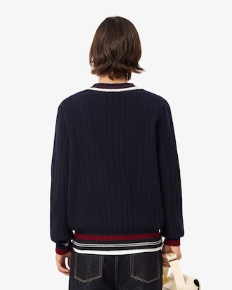 테니스 V넥 긴팔 스웨터