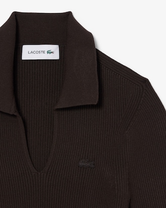 3D 립조직 오픈카라 스웨터