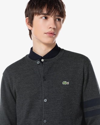 크루넥 소매팁 가디건